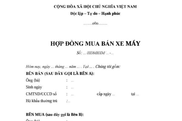 Hợp đồng mua bán xe SYM Attila